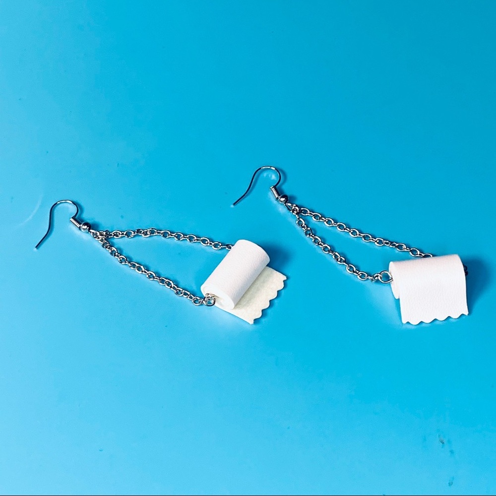 Toilet paper drop earrings